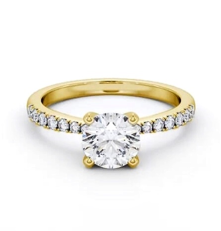 Round Diamond 4 Prong Engagement Ring 18K Yellow Gold Solitaire ENRD202S_YG_THUMB1