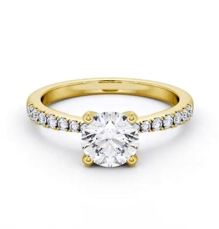 Round Diamond 4 Prong Engagement Ring 18K Yellow Gold Solitaire ENRD202S_YG_THUMB2 