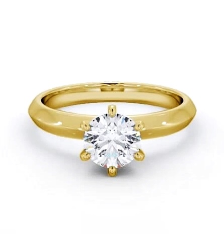 Round Diamond Knife Edge Band Engagement Ring 9K Yellow Gold Solitaire ENRD203_YG_THUMB1