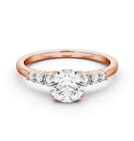 Round Ring 18K Rose Gold Solitaire with Three Smaller Diamonds ENRD203S_RG_THUMB2 