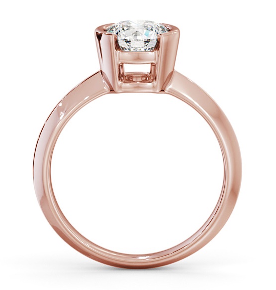 Round Diamond Knife Edge Band Engagement Ring 18K Rose Gold Solitaire ENRD204_RG_THUMB1