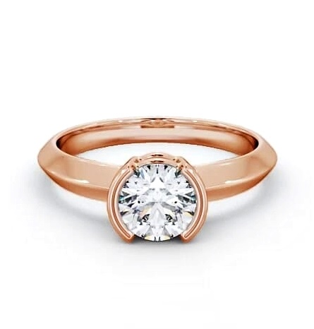 Round Diamond Knife Edge Band Engagement Ring 18K Rose Gold Solitaire ENRD204_RG_THUMB1