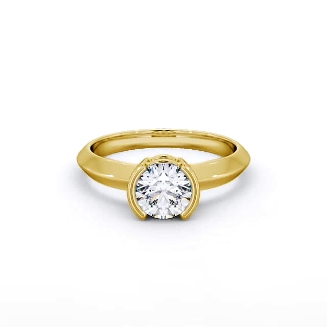 Round Diamond Engagement Ring 18K Yellow Gold Solitaire - Avaya ENRD204_YG_HAND