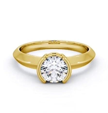 Round Diamond Knife Edge Band Engagement Ring 9K Yellow Gold Solitaire ENRD204_YG_THUMB2 