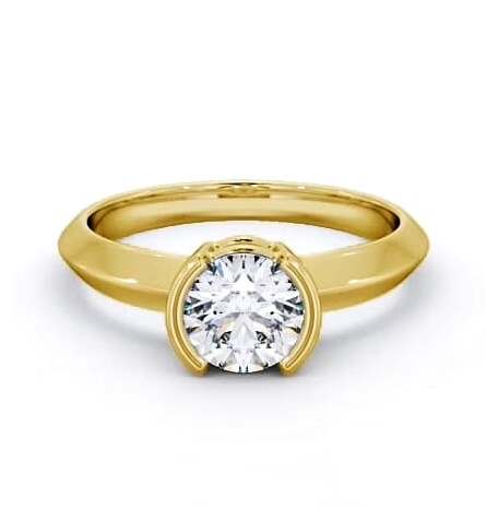 Round Diamond Knife Edge Band Ring 18K Yellow Gold Solitaire ENRD204_YG_THUMB2 