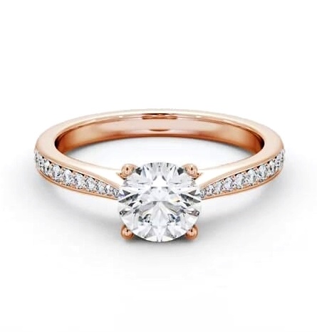 Round Diamond Tapered Band Engagement Ring 9K Rose Gold Solitaire ENRD204S_RG_THUMB1