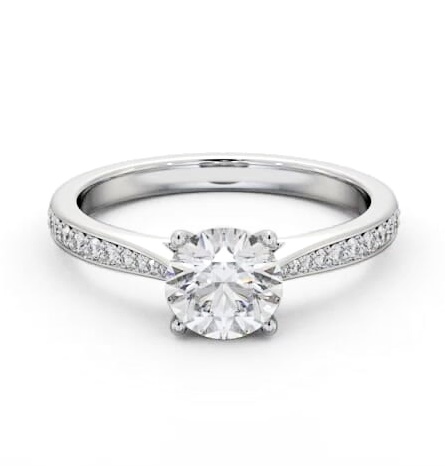 Round Diamond Tapered Band Engagement Ring 9K White Gold Solitaire ENRD204S_WG_THUMB1