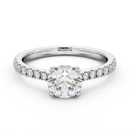 Round Diamond 4 Prong Engagement Ring Platinum Solitaire with Channel ENRD205S_WG_THUMB1