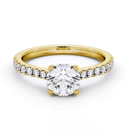 Round Diamond 4 Prong Engagement Ring 18K Yellow Gold Solitaire ENRD205S_YG_THUMB1