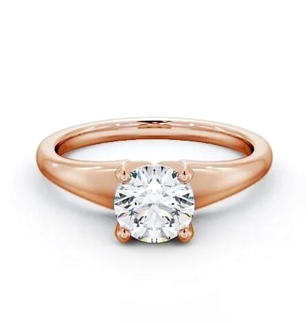 Round Diamond Graduating Band Engagement Ring 18K Rose Gold Solitaire ENRD206_RG_THUMB1