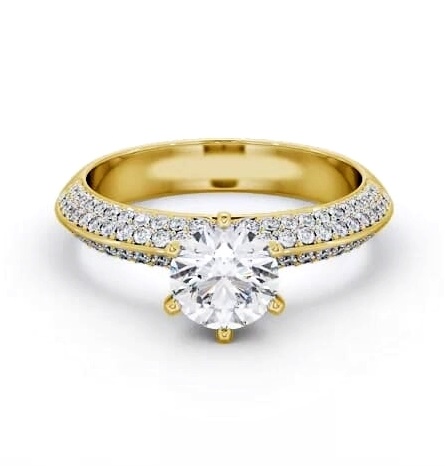 Round Diamond Regal Style 6 Prong Ring 18K Yellow Gold Solitaire ENRD206S_YG_THUMB1