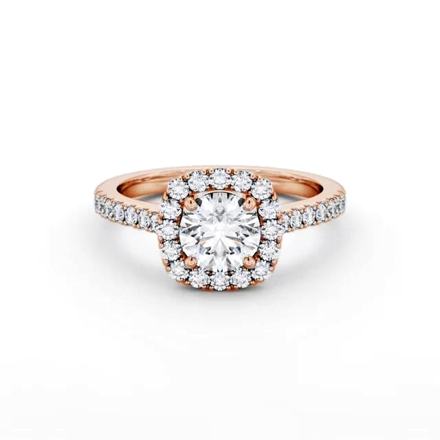 Halo Round Diamond Engagement Ring 9K Rose Gold - Rosario ENRD207_RG_HAND