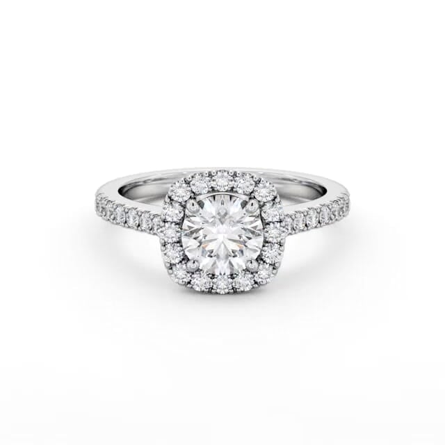 Halo Round Diamond Engagement Ring 18K White Gold - Rosario ENRD207_WG_HAND