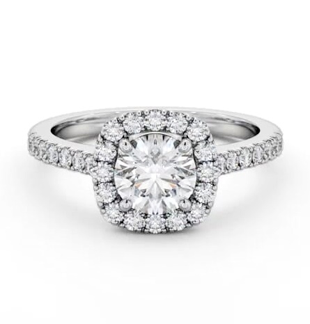 Round Diamond with Cushion Shape Halo Engagement Ring 18K White Gold ENRD207_WG_THUMB2 