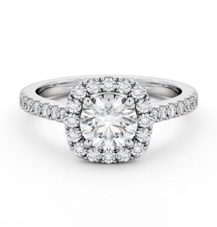 Round Diamond with Cushion Shape Halo Engagement Ring 9K White Gold ENRD207_WG_THUMB2 