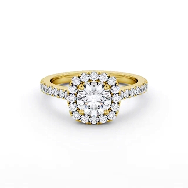 Halo Round Diamond Engagement Ring 9K Yellow Gold - Rosario ENRD207_YG_HAND