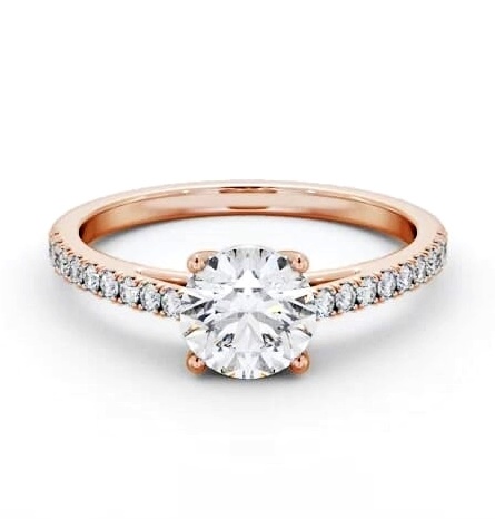 Round Diamond Traditional Engagement Ring 18K Rose Gold Solitaire ENRD207S_RG_THUMB1