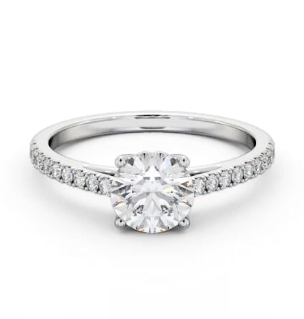 Round Diamond Traditional Engagement Ring Platinum Solitaire ENRD207S_WG_THUMB1