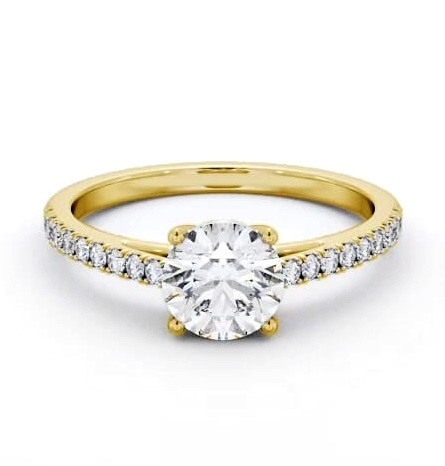 Round Diamond Traditional Engagement Ring 18K Yellow Gold Solitaire ENRD207S_YG_THUMB1