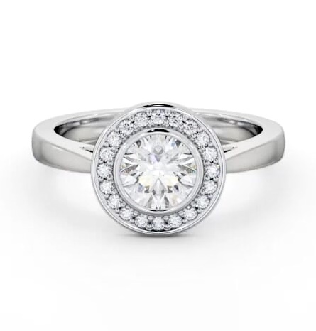 Halo Round Diamond Flush Setting Engagement Ring 18K White Gold ENRD208_WG_THUMB2 