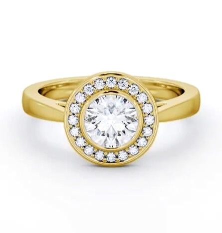 Halo Round Diamond Flush Setting Engagement Ring 18K Yellow Gold ENRD208_YG_THUMB1
