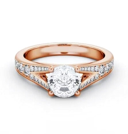 Round Diamond Split Band Engagement Ring 18K Rose Gold Solitaire ENRD208S_RG_THUMB1