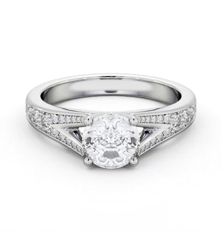 Round Diamond Split Band Engagement Ring 18K White Gold Solitaire ENRD208S_WG_THUMB1