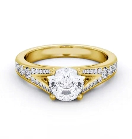 Round Diamond Split Band Engagement Ring 18K Yellow Gold Solitaire ENRD208S_YG_THUMB1