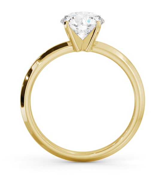 Round Diamond Knife Edge Band Engagement Ring 18K Yellow Gold Solitaire ENRD209_YG_THUMB1