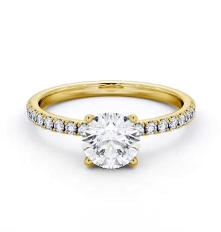 Round Diamond Hidden Halo Engagement Ring 9K Yellow Gold Solitaire ENRD209S_YG_THUMB1
