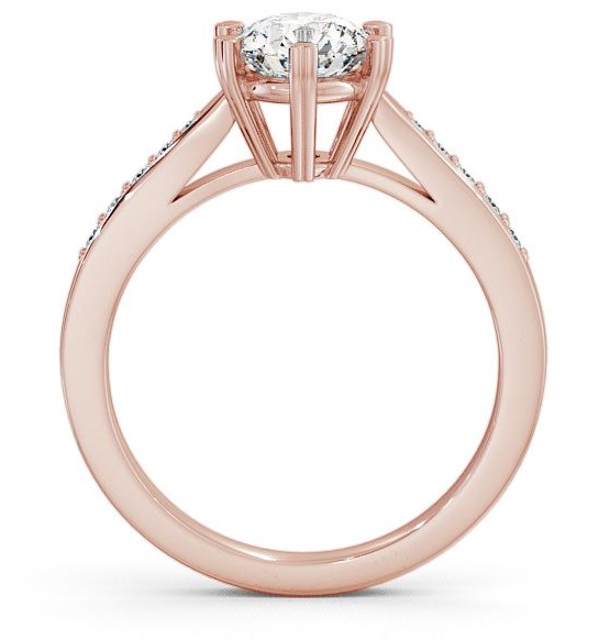 Round Diamond 6 Prong Engagement Ring 9K Rose Gold Solitaire with Channel Set Side Stones ENRD20S_RG_THUMB1