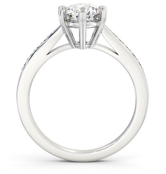 Round Diamond 6 Prong Engagement Ring 9K White Gold Solitaire with Channel Set Side Stones ENRD20S_WG_THUMB1