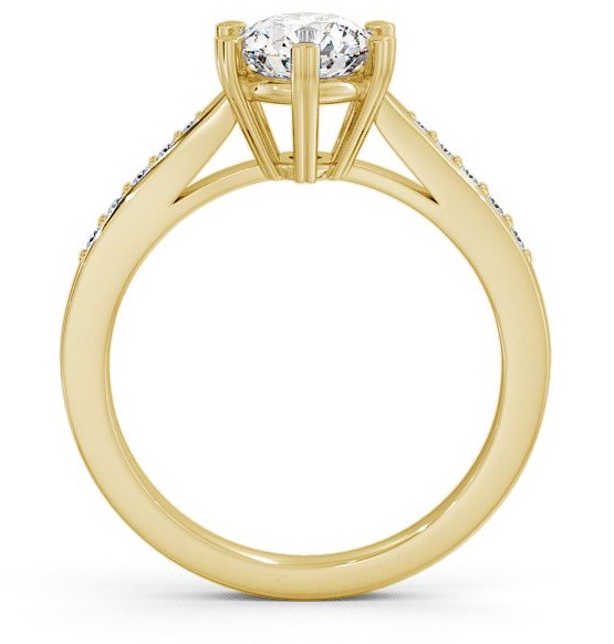 Round Diamond 6 Prong Engagement Ring 18K Yellow Gold Solitaire with Channel Set Side Stones ENRD20S_YG_THUMB1