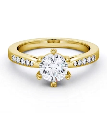 Round Diamond 6 Prong Engagement Ring 9K Yellow Gold Solitaire ENRD20S_YG_THUMB1