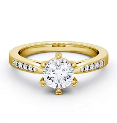 Round Diamond 6 Prong Engagement Ring 18K Yellow Gold Solitaire ENRD20S_YG_THUMB2 