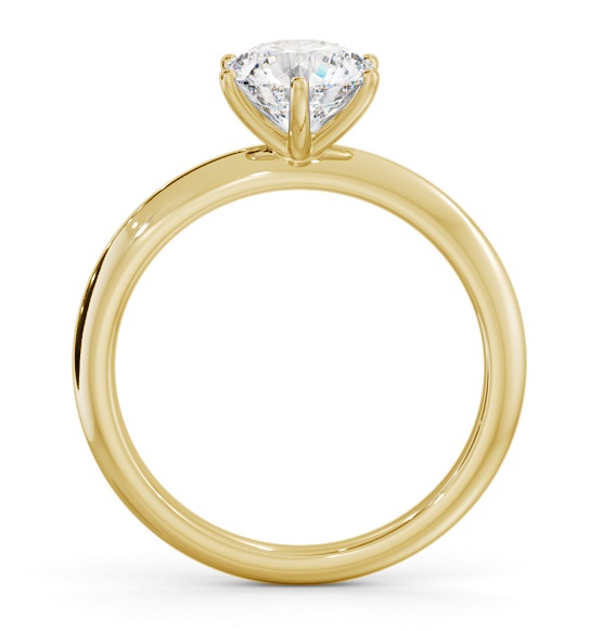 Round Diamond 6 Prong with Knife Edge Band Engagement Ring 18K Yellow Gold Solitaire ENRD210_YG_THUMB1