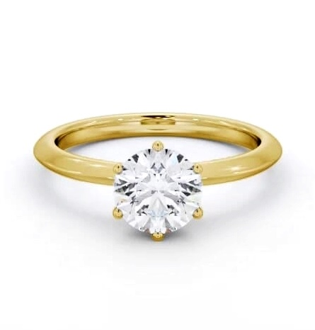 Round 6 Prong with Knife Edge Band Ring 9K Yellow Gold Solitaire ENRD210_YG_THUMB1