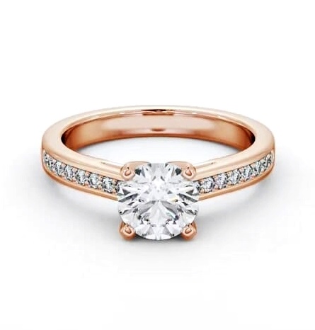 Round Diamond Engagement Ring 18K Rose Gold Solitaire with Channel ENRD210S_RG_THUMB2 