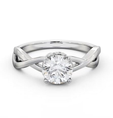 Round Diamond Intricate Design Ring 18K White Gold Solitaire ENRD211_WG_THUMB1