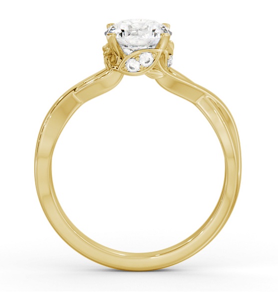 Round Diamond Intricate Design Engagement Ring 18K Yellow Gold Solitaire ENRD211_YG_THUMB1