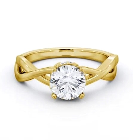 Round Diamond Intricate Design Ring 9K Yellow Gold Solitaire ENRD211_YG_THUMB1