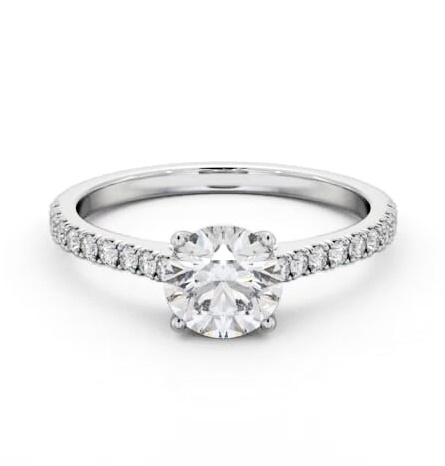 Round Diamond Sleek Style Engagement Ring Platinum Solitaire ENRD211S_WG_THUMB1