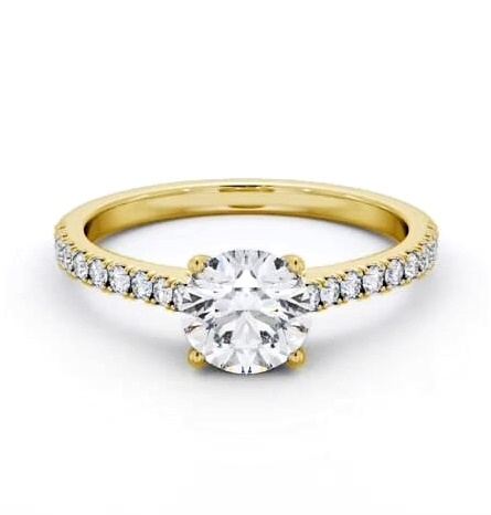 Round Diamond Sleek Style Engagement Ring 18K Yellow Gold Solitaire ENRD211S_YG_THUMB1