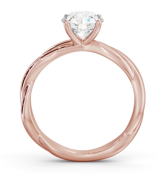 Round Diamond Cross Over Band Engagement Ring 9K Rose Gold Solitaire ENRD212_RG_THUMB1