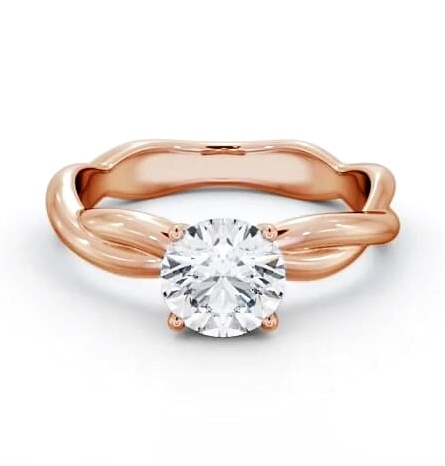 Round Diamond Cross Over Band Engagement Ring 9K Rose Gold Solitaire ENRD212_RG_THUMB1