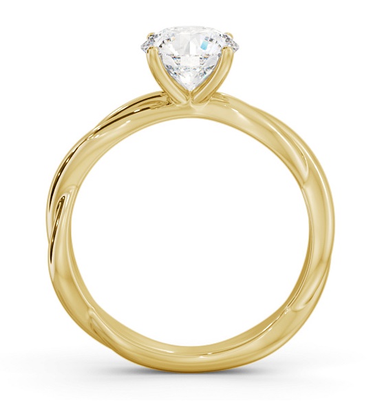 Round Diamond Cross Over Band Engagement Ring 18K Yellow Gold Solitaire ENRD212_YG_THUMB1