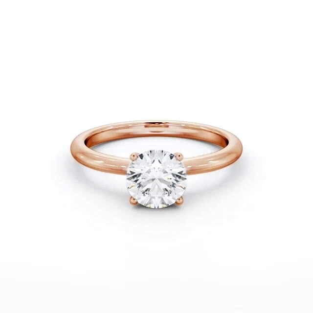 Round Diamond Engagement Ring 18K Rose Gold Solitaire - Lilly ENRD214_RG_HAND