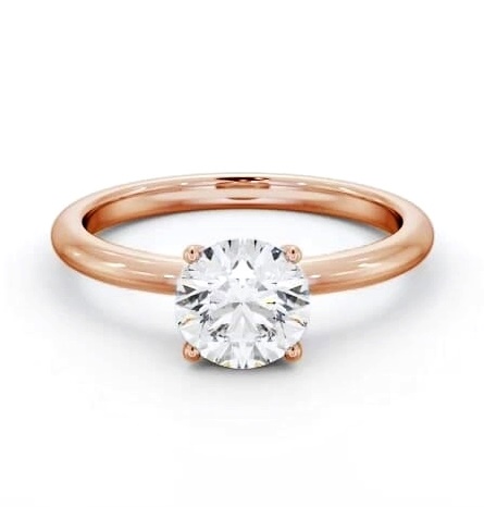 Round Diamond Sleek 4 Prong Engagement Ring 18K Rose Gold Solitaire ENRD214_RG_THUMB1
