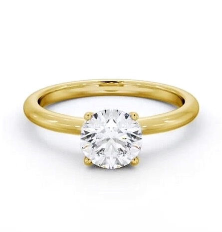 Round Diamond Sleek 4 Prong Engagement Ring 18K Yellow Gold Solitaire ENRD214_YG_THUMB1