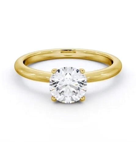 Round Diamond Sleek 4 Prong Engagement Ring 18K Yellow Gold Solitaire ENRD214_YG_THUMB2 